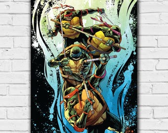 Teenage Mutant Ninja Turtles Print - Group Wave Splatters Poster