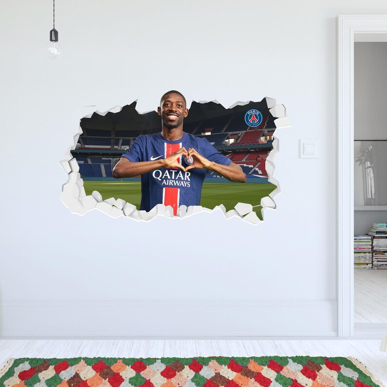 Paris Saint-germain Wall Sticker - Dembele 24-25 Broken Wall Decal PSG ...