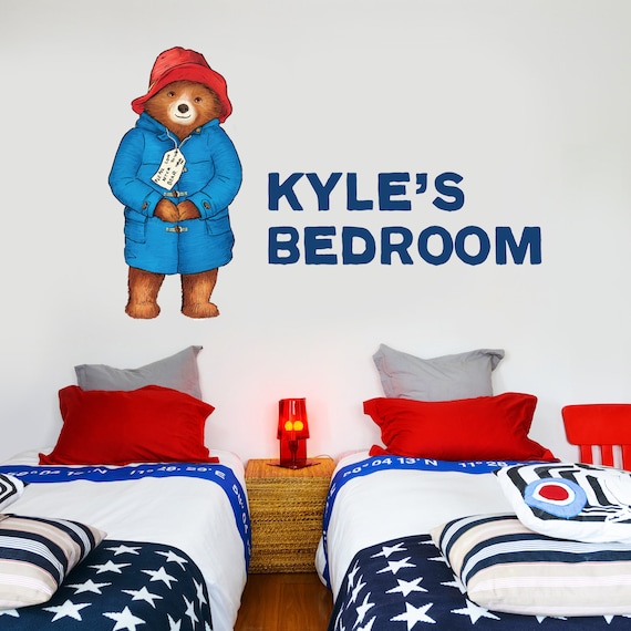 Paddington Bear Personalised Name Wall Sticker Blue Etsy