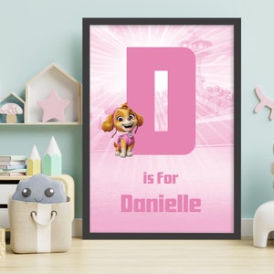 Impresión de la Patrulla Canina - Skye carta y nombre personalizado cartel arte de la pared