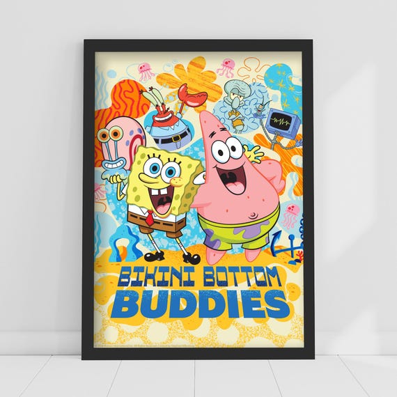 Spongebob Print – Bikini Bottom Buddies Yellow Poster Wall Art - Etsy