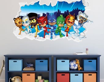 PJ Masks Power Heroes Wall Sticker - Group Broken Wall Art