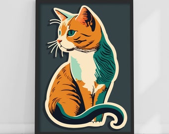 Impresión de pared de gato - Arte del cartel del gato jengibre