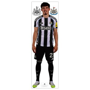May include: A life-size cardboard cutout of a soccer player in a black and white striped jersey with the word "Kisela" on the front. The player is wearing black shorts with the number 21, black socks, and green and white cleats. The Newcastle United logo is visible.