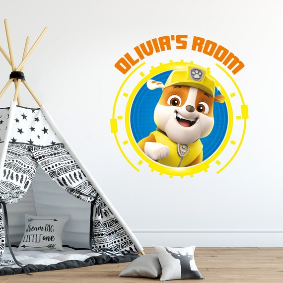 Paw Patrol Wall Sticker Rubble Personalised Name Wall Decal Etsy UK