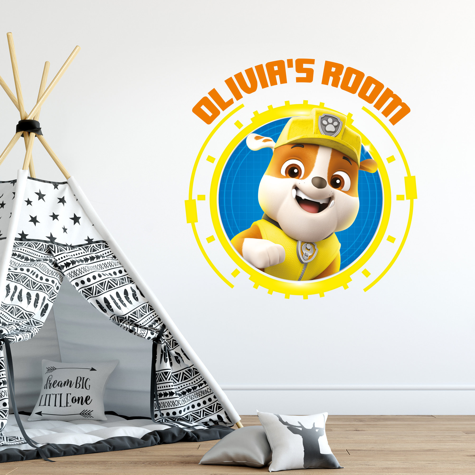 Paw Patrol Wall Sticker Rubble Personalised Name Wall Decal Etsy