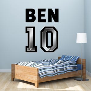 Football Wall Sticker - Halftone Gradient Name And Number Personalised Name Wall Art