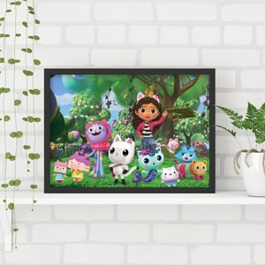 Gabby&#39;s Dollhouse Print - Gabby and Friends Waving in Garden Poster Kids Wall Art