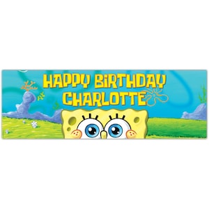 SpongeBob Birthday - SpongeBob Peeking Personalised Banner Wall Sticker