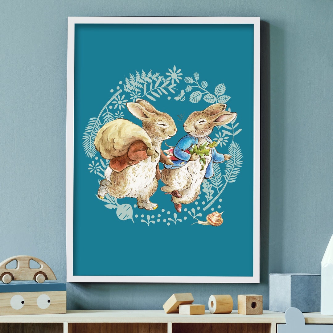 Official Peter Rabbit Print - Peter and Benjamin Bunny Wreath Wall Art ...
