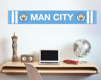 Manchester City Football Club - Calcomanía de pared con bufanda de bar + juego de calcomanías de pared adicionales