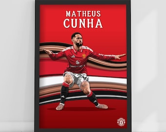 Manchester United FC Print - Cunha 26/27 Illustration Player Poster Football Wall Art