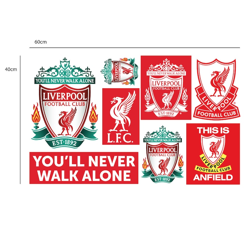 Liverpool Football Club One Colour Crest Wall Decal LFC Wall Sticker Set image 2