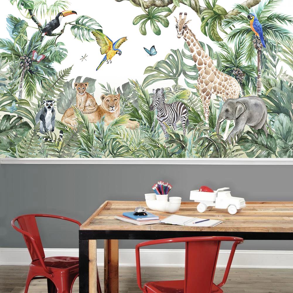 Jungle Full Wall Mural - Animals in the Jungle Wall Art - Etsy