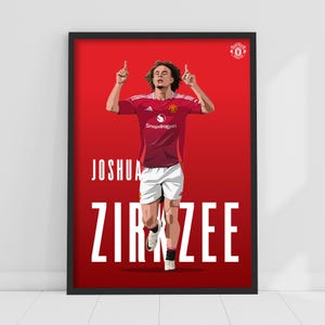 Manchester United FC Print - Zirkzee 24/25 illustratie speler poster voetbal muurkunst