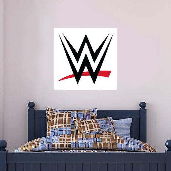Wwe Logo White Wall Sticker Etsy