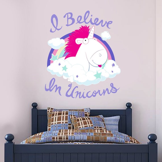 Despicable Me I Believe in Unicorns Wall Sticker Etsy