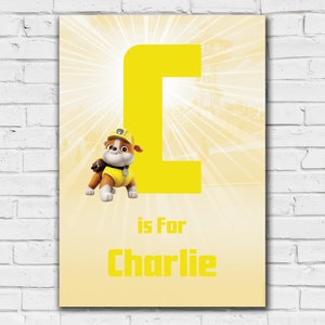 Paw Patrol Print Rubble Letter and Name Personalised Poster Wall Art - Etsy