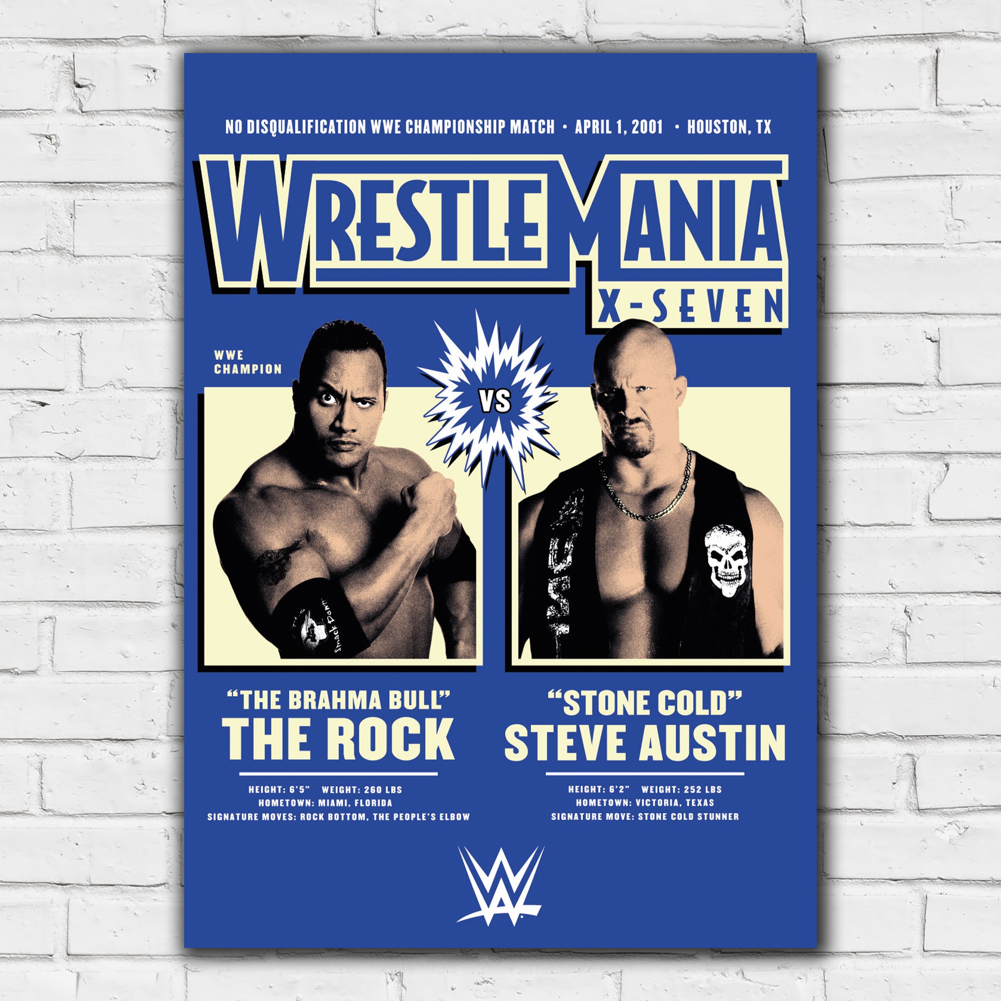 WWE Print - the Rock Stone Cold Steve Austin Wrestlemania Poster