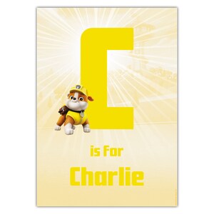 Paw Patrol Print Rubble Letter and Name Personalised Poster Wall Art - Etsy