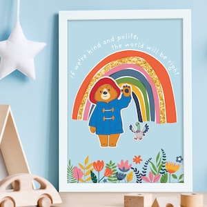 Paddington Bear TV Print - Kind and Polite Rainbow Wall Art Print