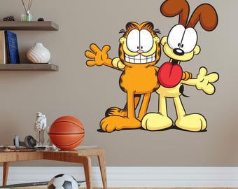 Pegatina de pared de Garfield - Garfield y Odie sonriendo