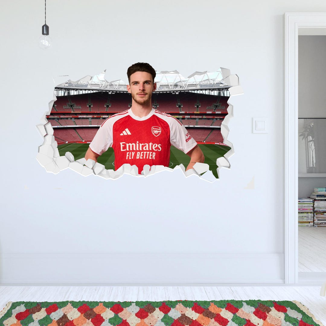 Arsenal FC Wall Sticker - Declan Rice 25/26 Broken Wall - Etsy