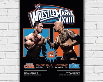WWE プリント - ジョン・シナ ザ・ロック レッスルマニア WWE プリント - ジョン・シナ ザ・ロック レッスルマニア
