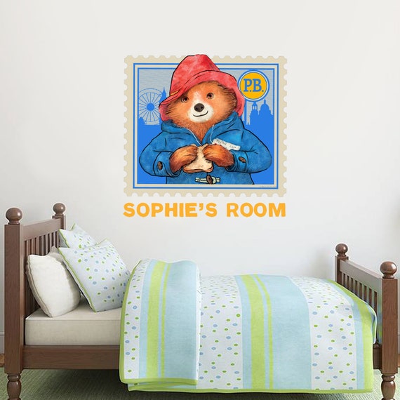 Paddington Bear Personalised Name Wall Sticker Stamp Yellow 012