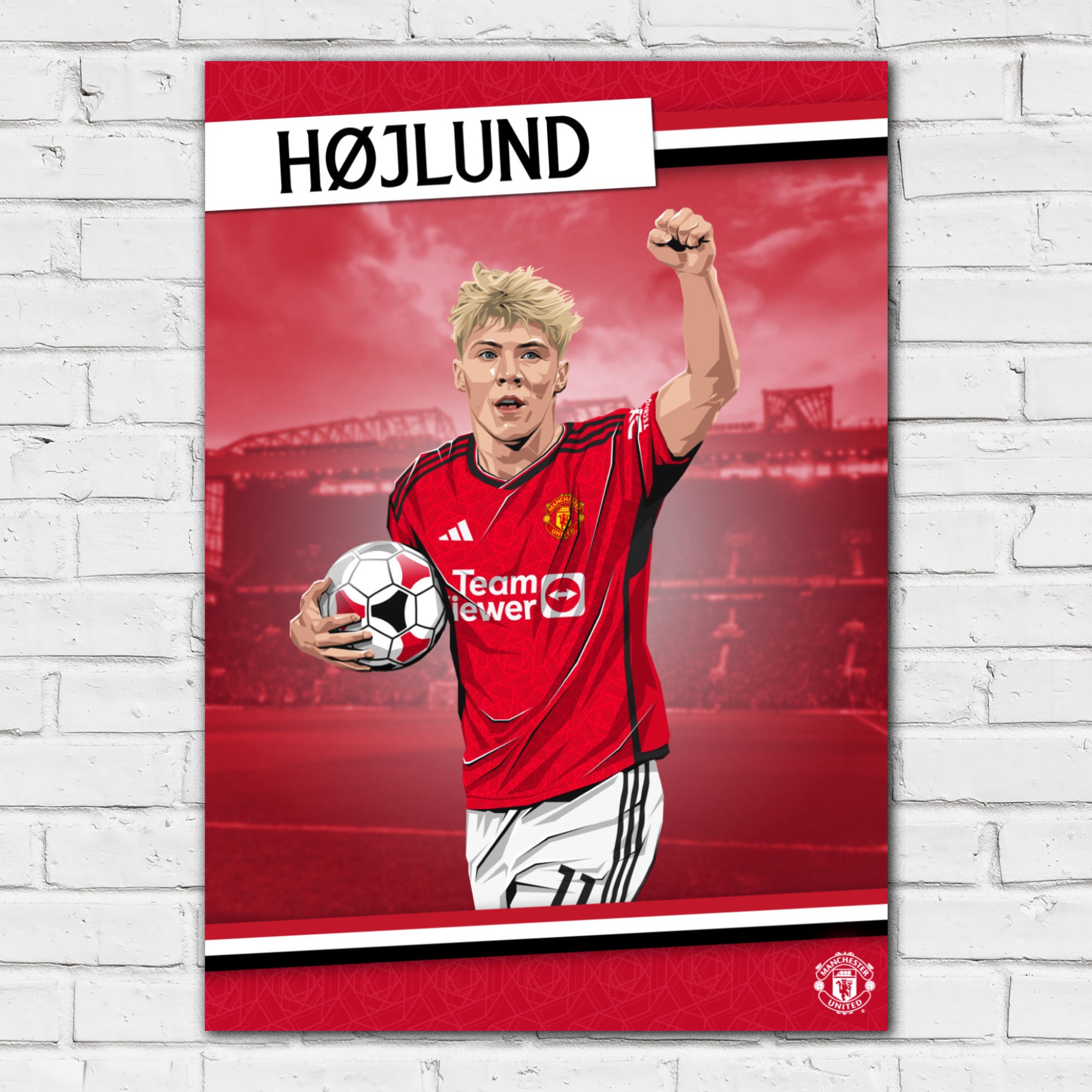 Spieler FC Wandkunst United Österreich - Manchester Hojlund Poster 23/24 Fußball Illustration Druck Etsy