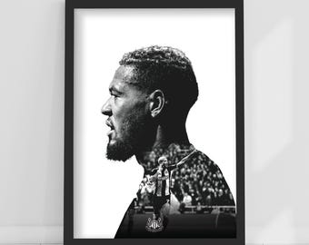 Newcastle United Joelinton Black and White Portrait Print