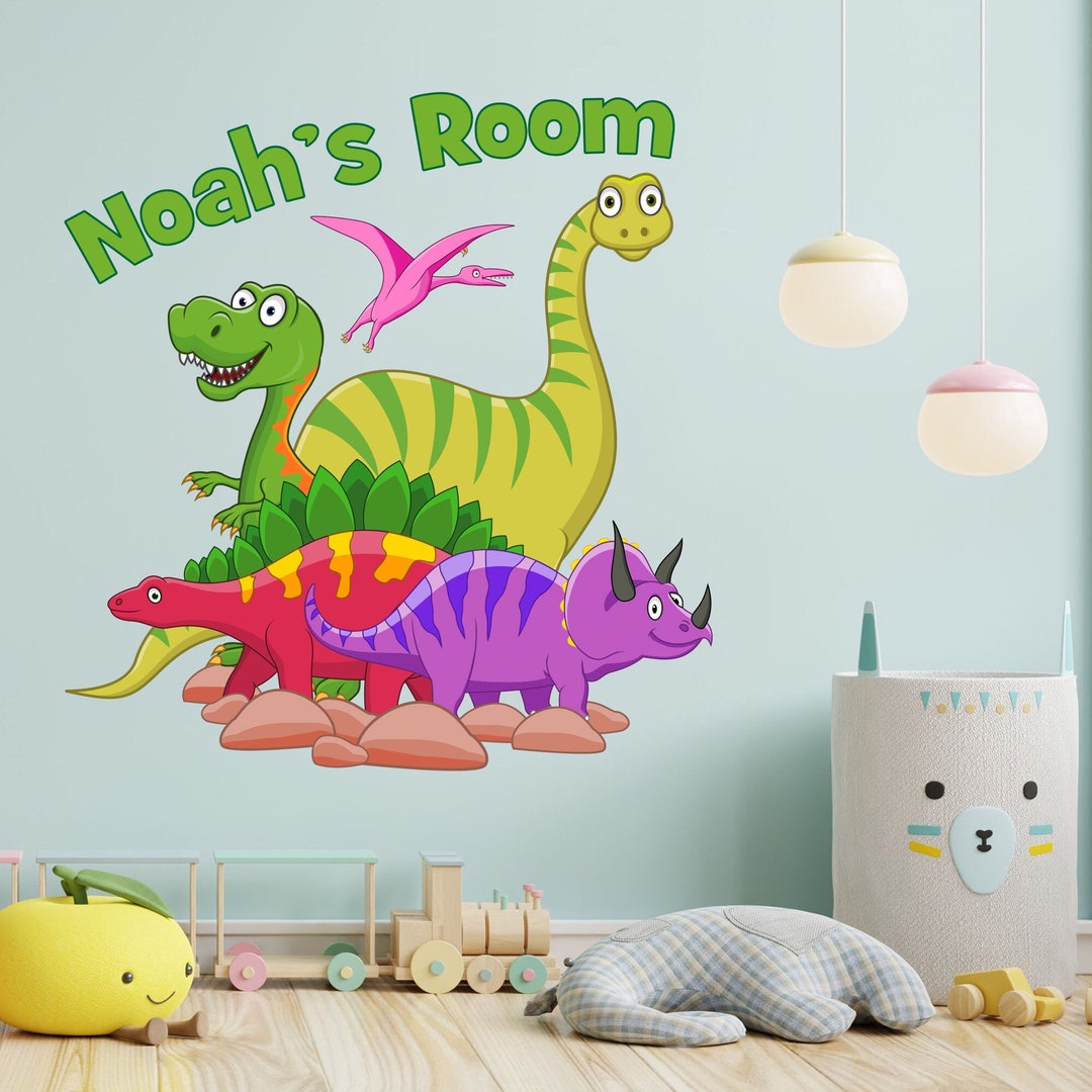 Dinosaur Wall Sticker Colourful Cartoon Dinosaur Group Personalised