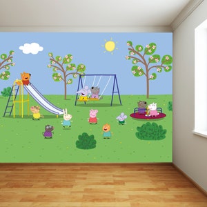 ペッパピッグ壁画 - ペッパと仲間たちの遊び場 壁一面の子供向けアート