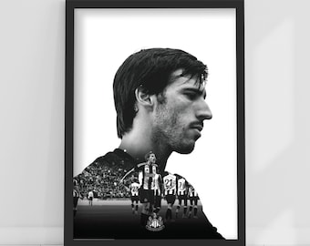 Newcastle United Sandro Tonali Black and White Portrait Print