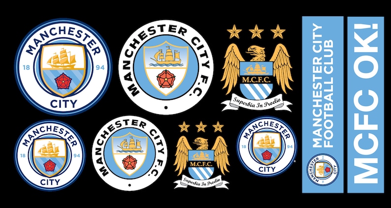 Manchester City Football Club Personalised Name with Badge Bonus Wall Sticker Set zdjęcie 2