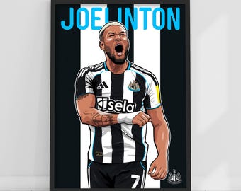 Newcastle United FC Print - Joelinton Illustration Poster Fußball Wandkunst