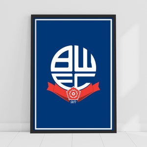 Bolton Wanderers Football Club Official Crest Print Blue Poster
