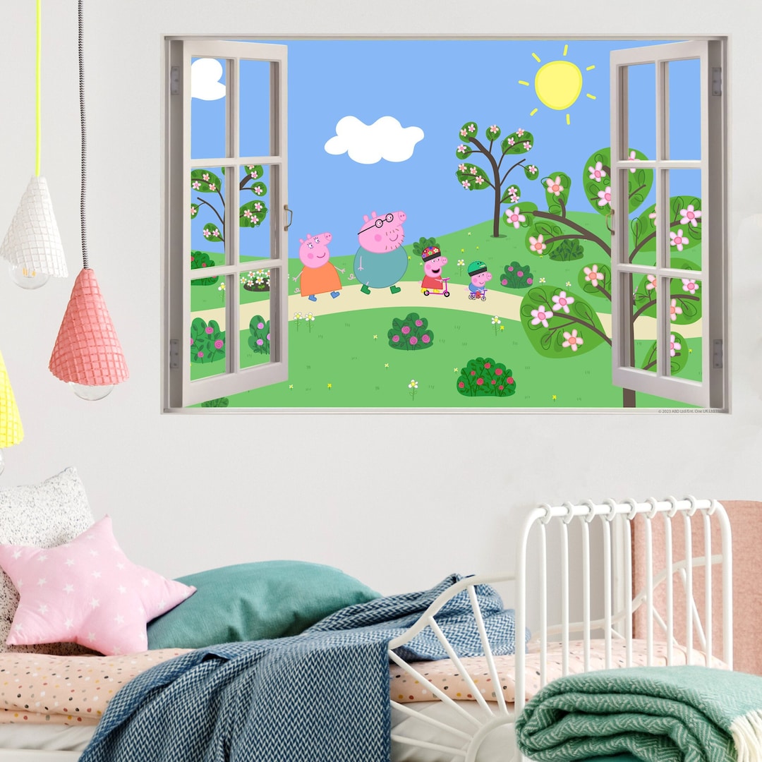 Peppa Pig Wall Sticker Peppa and Family Park Scene Window Wall Decal