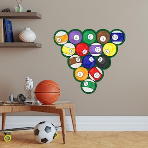 Snooker Wall Sticker - Snooker Pool Balls Decal Wall Art