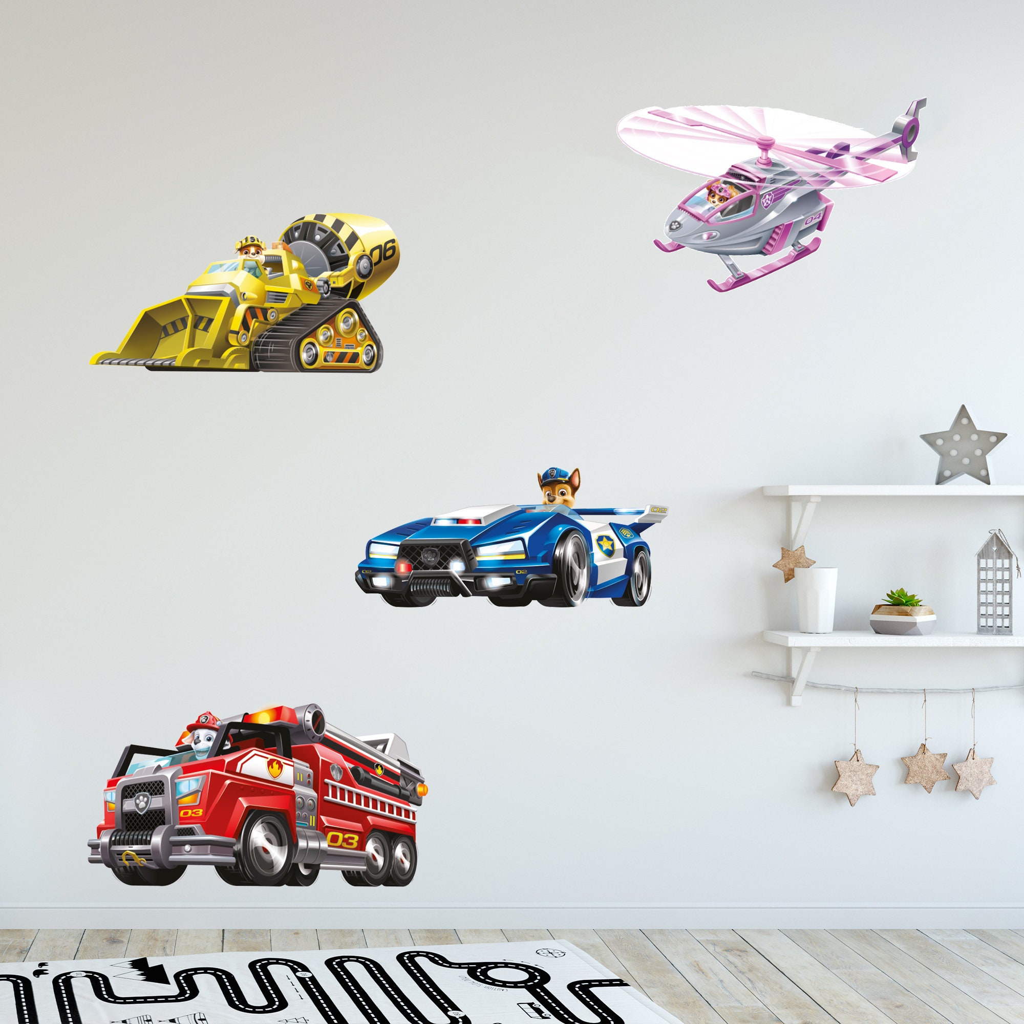 Paw Patrol Movie Pups Vehicles Wall Sticker Set Etsy