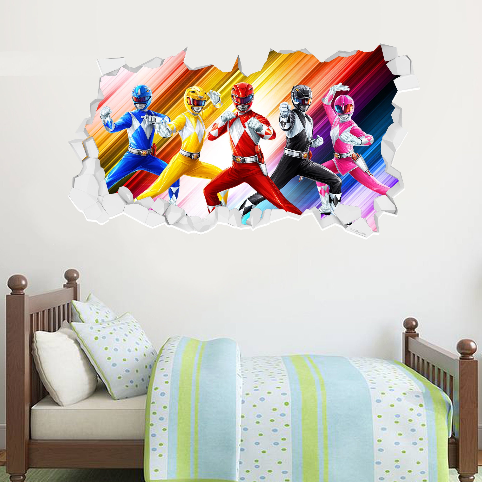 Power Rangers Wall Sticker Etsy Wall Vinyl Broken Bedroom Kids Decal Group 