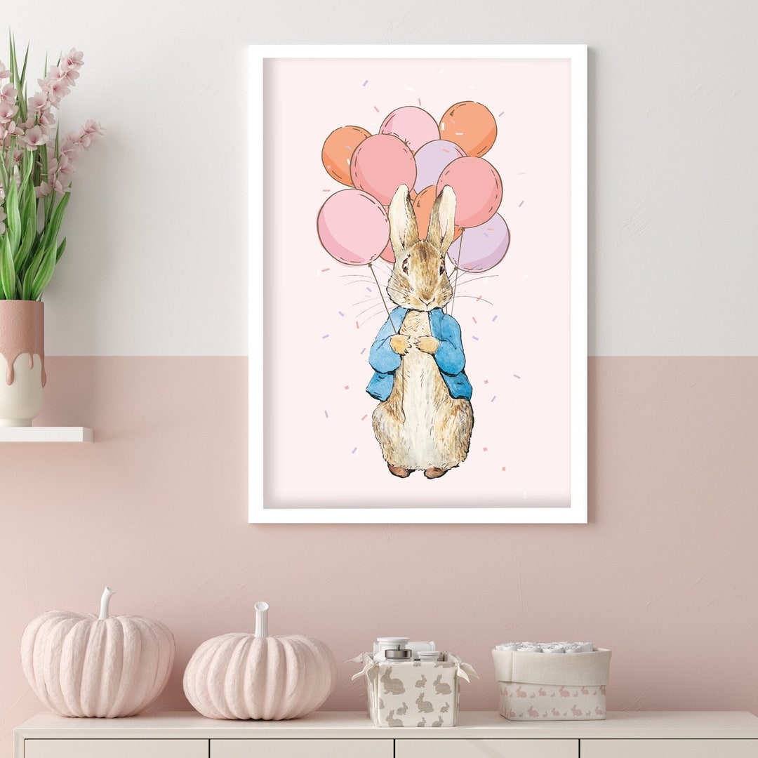 Official Peter Rabbit Print - Peter and Bunch of Balloons Wall Art ...
