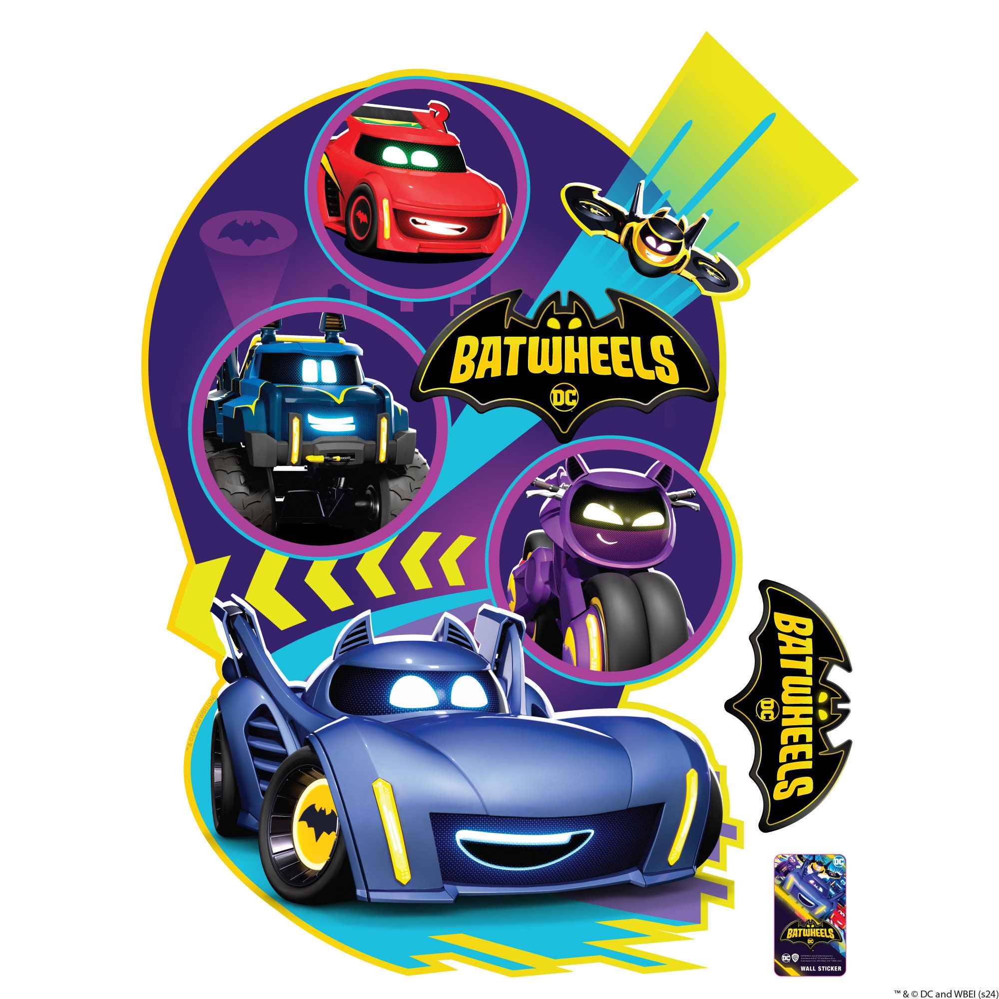 Batwheels™ Wall Sticker - Group Spotlight Wall Decal DC Superhero Art ...