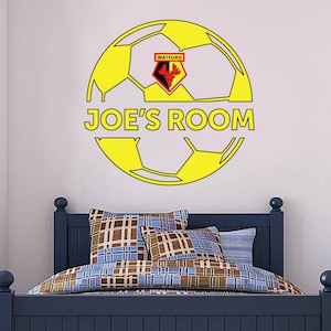 Watford FC - Personalised Name & Ball Design Wall Sticker