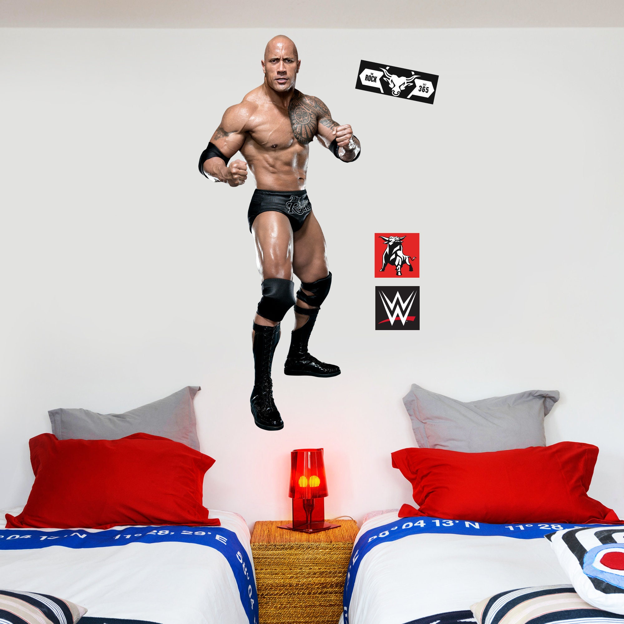 WWE - ザ・ロック・レスラー デカール 25 + ボーナス ウォール