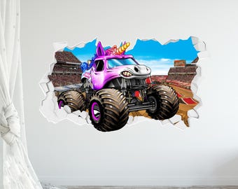 Adhesivo de pared de Monster Jam: arte de calcomanías de pared rotas con chispas y golpes