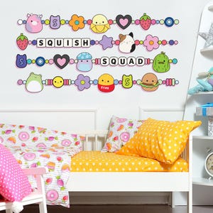 Squishmallows Wall Sticker - Squish Squad Friendship Bracelets Decal Wall Art