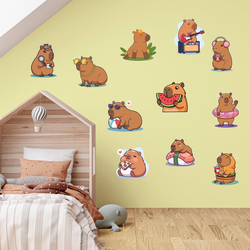 Capybara Wall Sticker - Capybara Decal Set Wall Art - Etsy Canada