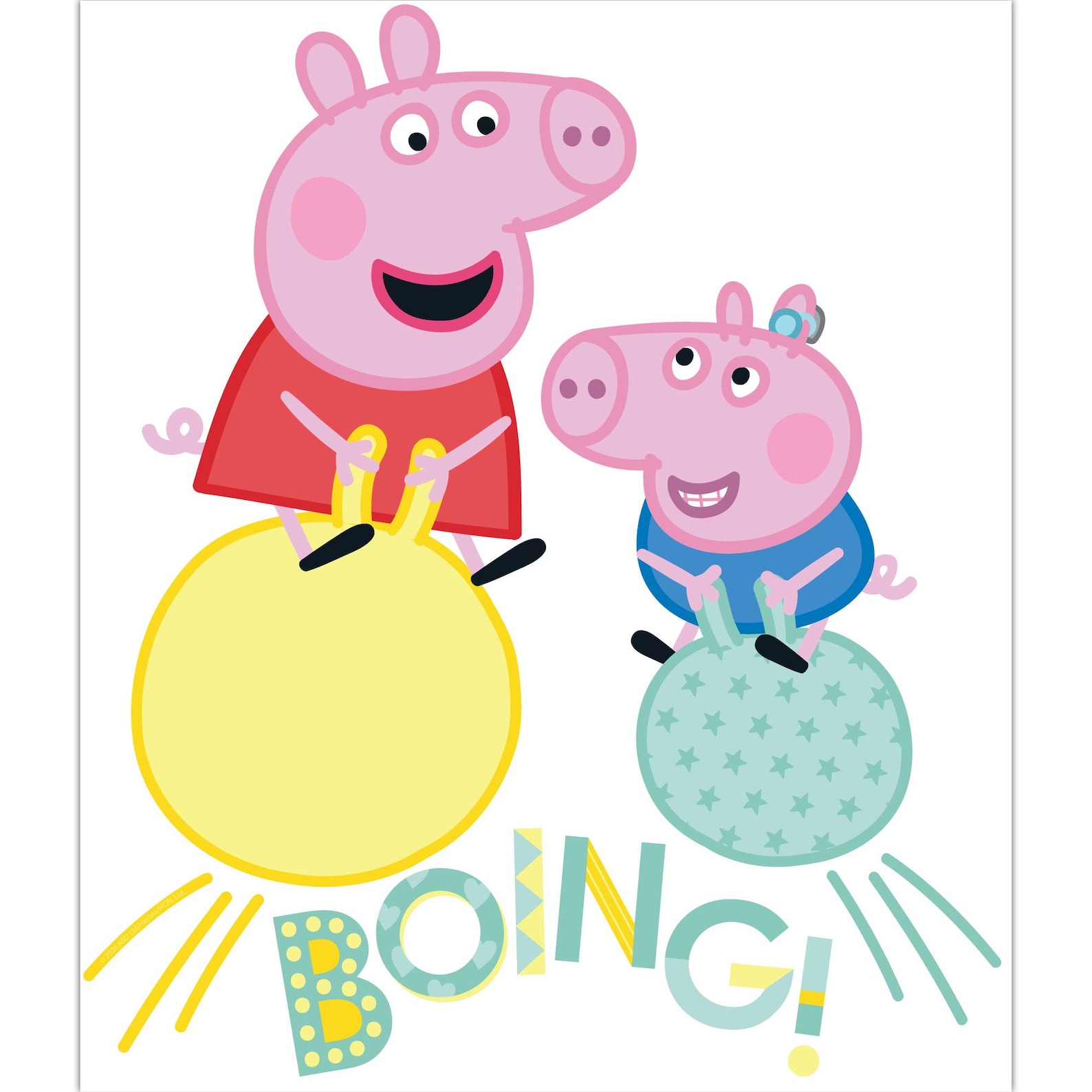 Peppa Pig Wall Sticker - Peppa Pig and George Space Hopper Boing Wall ...