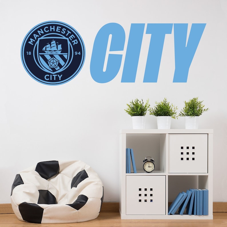 Manchester City Football Club - Crest & CITY Wall Sticker image 1